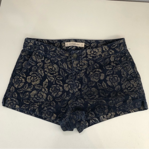 Abercrombie & Fitch Pants - Abercrombie & Fitch Blue Corduroy Floral Shorts